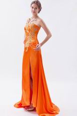 Fashionable Front Split Skirt Sun Orange 2014 Prom Party Dress