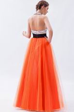 Halter Sequin Orange Red Night Party Dress In Texas