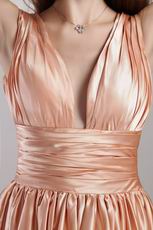 V-neck Cheap Golden Dresses Ready To 2014 Prom Wear