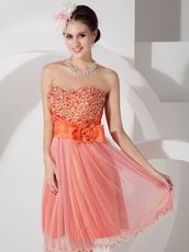 Orange Sweetheart Short Sweet Sixteen Dress Gown