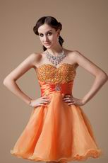 Orange Skirt Cheap Sweet 16 Dresses With Beading Decorate