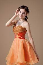Orange Skirt Cheap Sweet 16 Dresses With Beading Decorate