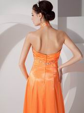 Orange Red Column Cheap Prom Dress With Halter Designer Skirt