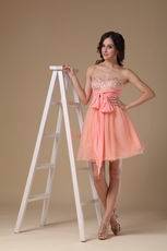 Cute Orange Pink Sweet Sixteen Dress With Shawl
