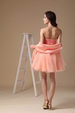 Cute Orange Pink Sweet Sixteen Dress With Shawl