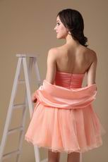 Cute Orange Pink Sweet Sixteen Dress With Shawl