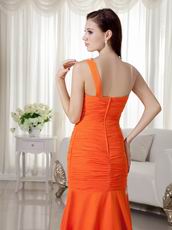 Orange Mermaid One Shoulder Chiffon Prom Dance Dress