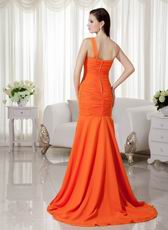 Orange Mermaid One Shoulder Chiffon Prom Dance Dress