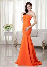 Orange Mermaid One Shoulder Chiffon Prom Dance Dress