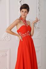 Halter Top 2014 Formal Evening Dress In Orange Red