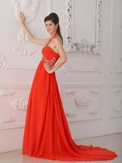 Halter Top 2014 Formal Evening Dress In Orange Red