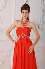 Halter Top 2014 Formal Evening Dress In Orange Red