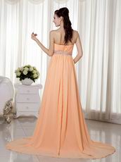 Strapless Sleeveless Apricot Orange Chiffon Celebrity Dress