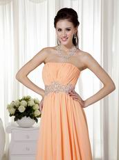 Strapless Sleeveless Apricot Orange Chiffon Celebrity Dress