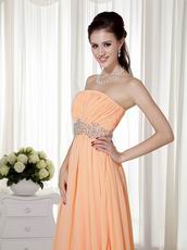 Strapless Sleeveless Apricot Orange Chiffon Celebrity Dress