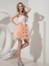 Cute Style Orange Lace Cocktail Dress With Feather Decorate