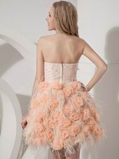 Cute Style Orange Lace Cocktail Dress With Feather Decorate