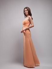 Mature Strapless Tropical Orange Chiffon Simple Ebay Prom Dress