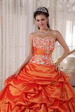 Inexpensive Floor Length Orange Bat Bitzvah Ball Gown