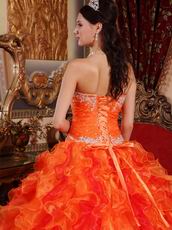 Ruffled Orange Dress Wear To Quinceanera With Applique