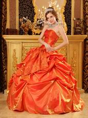 Elegant Picks-up Emberllishment Orange Red Quinceanera Dress