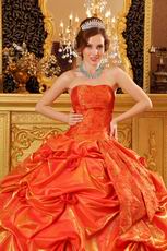 Elegant Picks-up Emberllishment Orange Red Quinceanera Dress