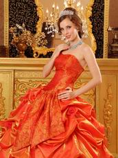 Elegant Picks-up Emberllishment Orange Red Quinceanera Dress