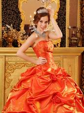 Elegant Picks-up Emberllishment Orange Red Quinceanera Dress