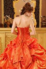 Elegant Picks-up Emberllishment Orange Red Quinceanera Dress