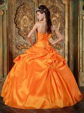 Inexpensive Orange Taffeta Military Ball Gown Corset Back