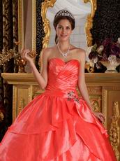 Orange Red Layers Skirt Appliqued Bottom Quinceanera Dress