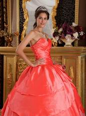 Orange Red Layers Skirt Appliqued Bottom Quinceanera Dress