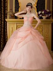 Orange Pink Dress to Quinceanera Party With Embroidery Bodice