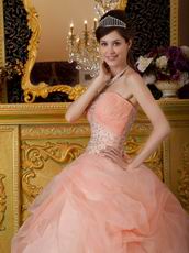 Orange Pink Dress to Quinceanera Party With Embroidery Bodice