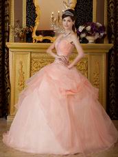 Orange Pink Dress to Quinceanera Party With Embroidery Bodice