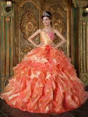 Ruffles Skirt Orange Sweetheart Puffy Quinceanera Gown