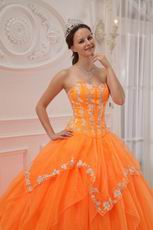 Sweetheart Orange Puffy Military Dress Quinceanera Party