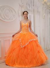 Sweetheart Orange Puffy Military Dress Quinceanera Party