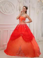 Strapless Puffy A Skirt Quinceanera Dress In Orange Red