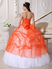 Low Price Trimed Orange Red Quinceanera 2014 Dress Gown