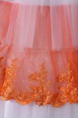 Low Price Trimed Orange Red Quinceanera 2014 Dress Gown