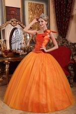 Orange One Shoulder Puffy Skirt Quinceanera Dress