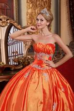 Appliqued Strapless Sleeveless Orange Red Quinceanera Dress
