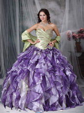 Colorful Ball Gown Ruffles Cascade Lovely Quinceanea Dress Like Princess