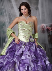 Colorful Ball Gown Ruffles Cascade Lovely Quinceanea Dress Like Princess