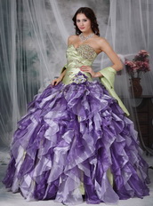 Colorful Ball Gown Ruffles Cascade Lovely Quinceanea Dress Like Princess