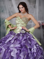 Colorful Ball Gown Ruffles Cascade Lovely Quinceanea Dress Like Princess