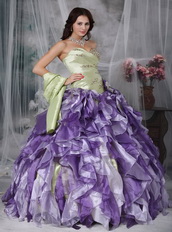Colorful Ball Gown Ruffles Cascade Lovely Quinceanea Dress Like Princess