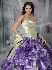 Colorful Ball Gown Ruffles Cascade Lovely Quinceanea Dress Like Princess