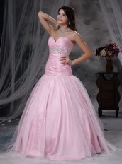 Baby Pink Sweetheart Beading Dresses For Quince Wear Like Princess